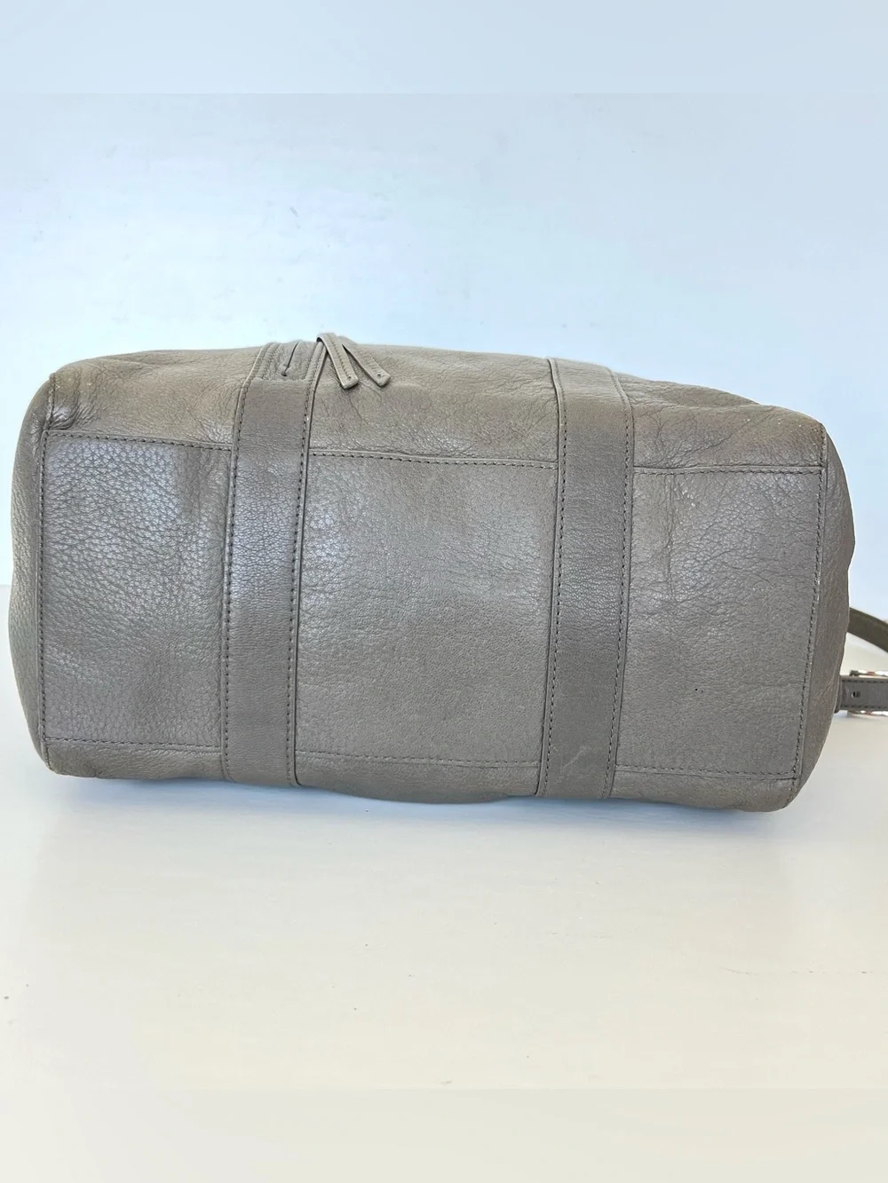 TORY BURCH Taupe Brody Porcini Pebbled Leather With Strap Shoulder Bag Satchel
